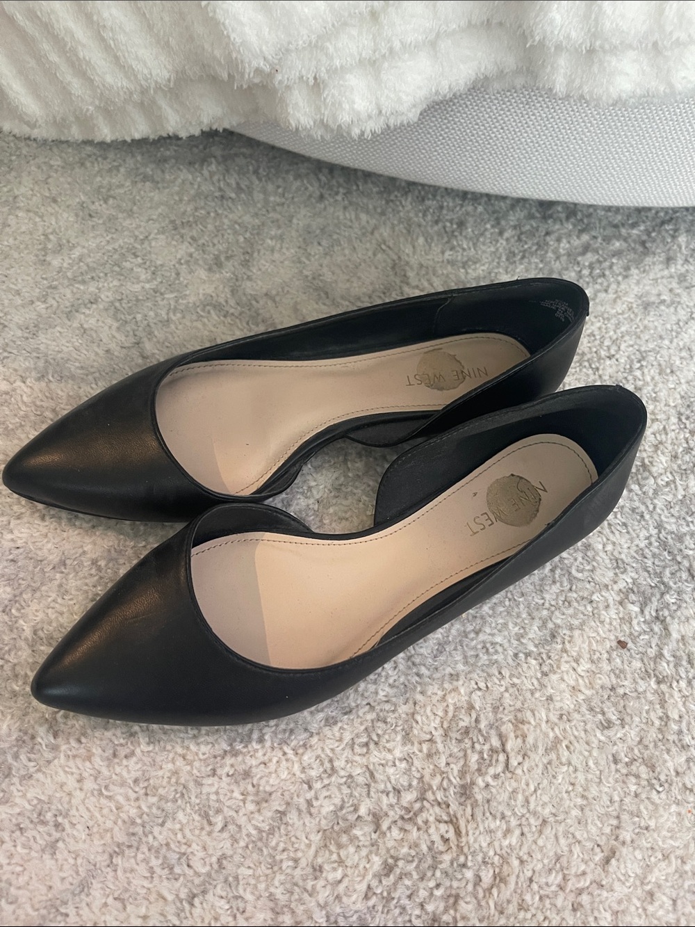 Nine West Black Pointed-Toe D'Orsay Flats